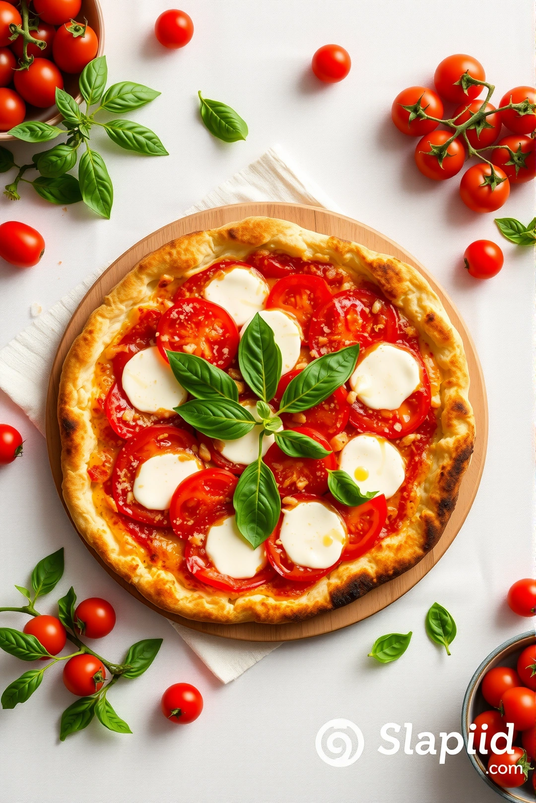Easy Homemade Thin Crust Margherita Pizza Recipe pinterest pin