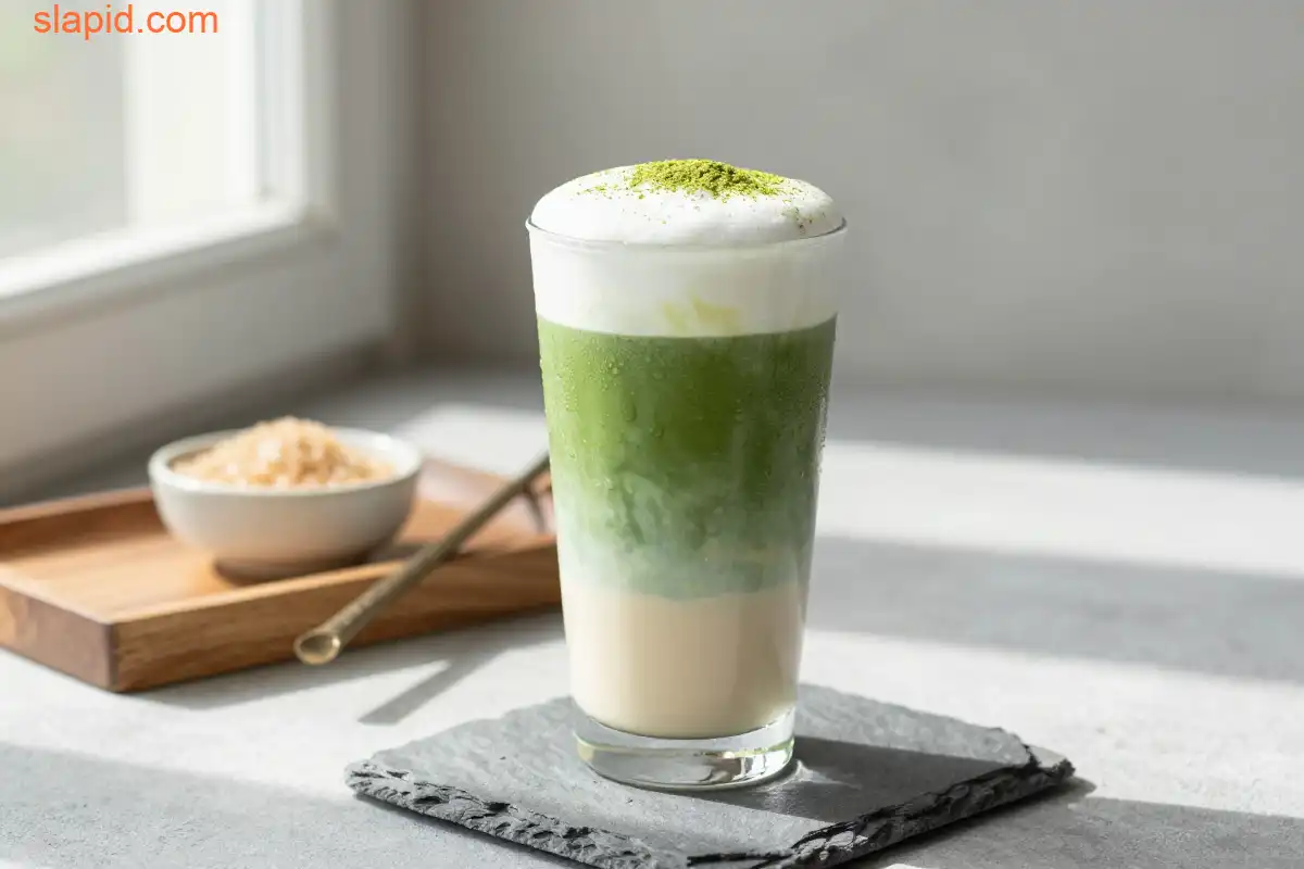 Easy Iced Matcha Latte with Oat Milk plated dish