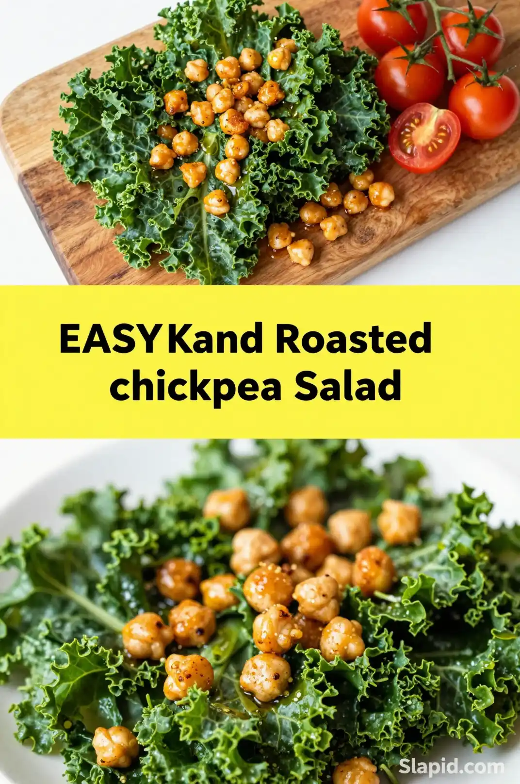 Easy Kale and Roasted Chickpea Salad pinterest pin