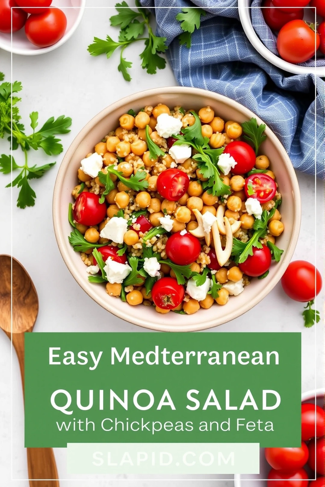 Easy Mediterranean Quinoa Salad with Chickpeas and Feta - Salads Recipe | Slapid