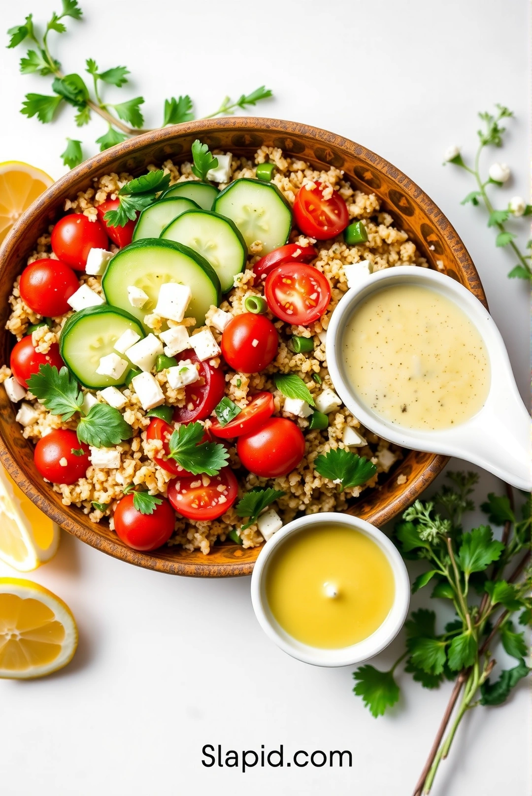 Easy Mediterranean Quinoa Salad with Lemon Herb Dressing - Salads Recipe | Slapid