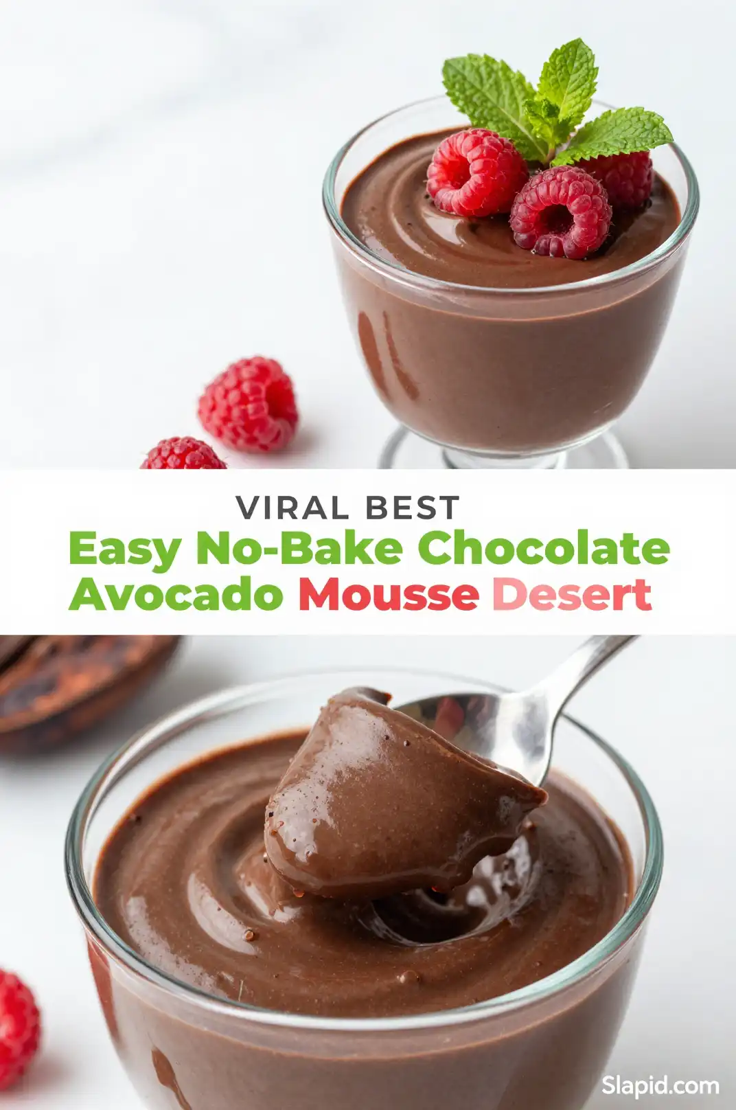 Easy No-Bake Chocolate Avocado Mousse Dessert - Desserts & Sweets Recipe | Slapid