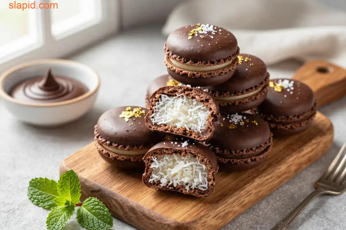 Easy No-Bake Chocolate Coconut Macaroon Bites plated dish
