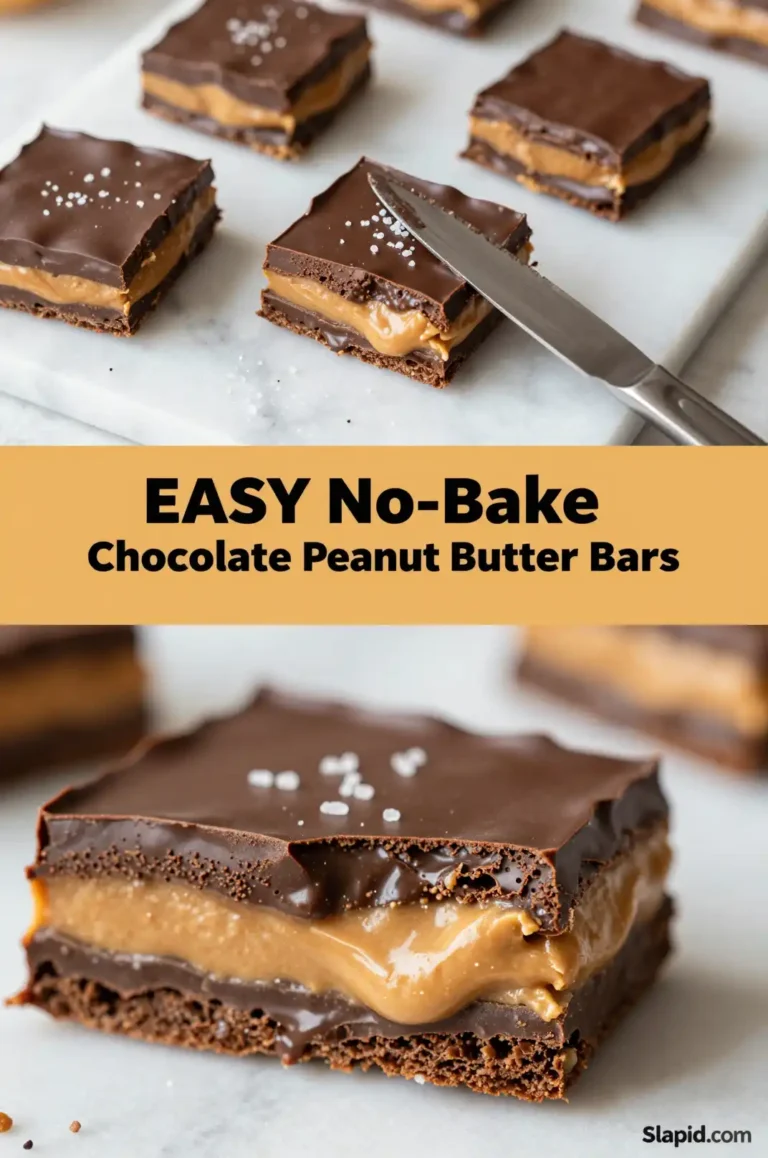 Easy No-Bake Chocolate Peanut Butter Bars - Desserts & Sweets Recipe | Slapid