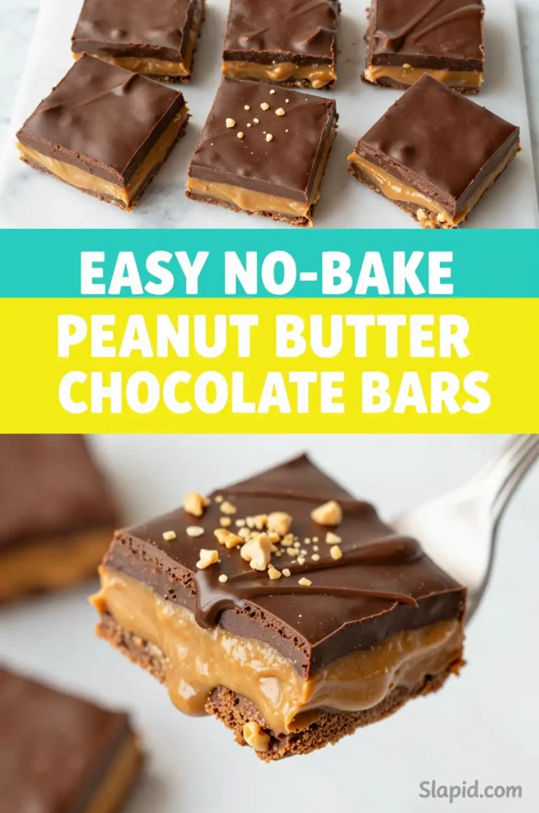 Easy No-Bake Peanut Butter Chocolate Bars - Desserts & Sweets Recipe | Slapid