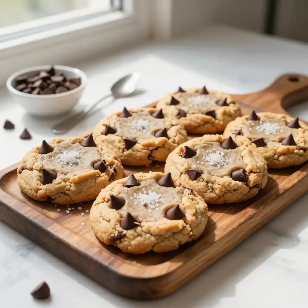 Easy No-Bake Peanut Butter Chocolate Chip Cookies plated dish