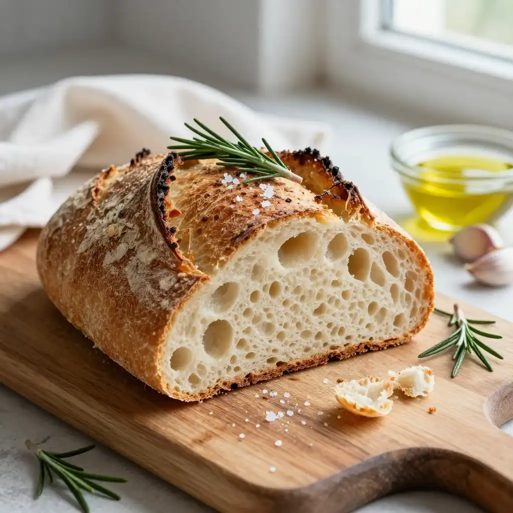 Easy No-Knead Artisan Dutch Oven Crusty Bread plated dish