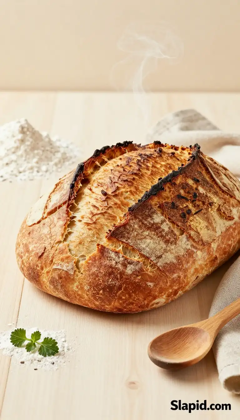 Easy No-Knead Artisan Dutch Oven Crusty Bread - Bread & Baking Recipe | Slapid