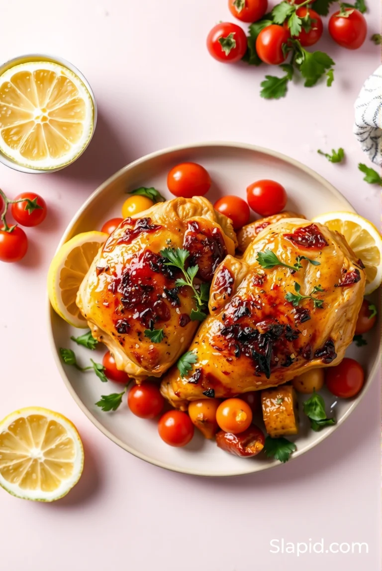 Easy One-Pan Healthy Lemon Herb Roasted Chicken Thighs - Chicken & Poultry Recipe | Slapid