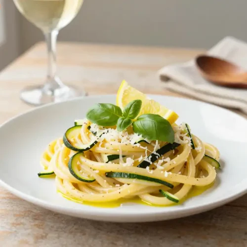 Step by step Easy One-Pan Lemon Ricotta Pasta with Zucchini