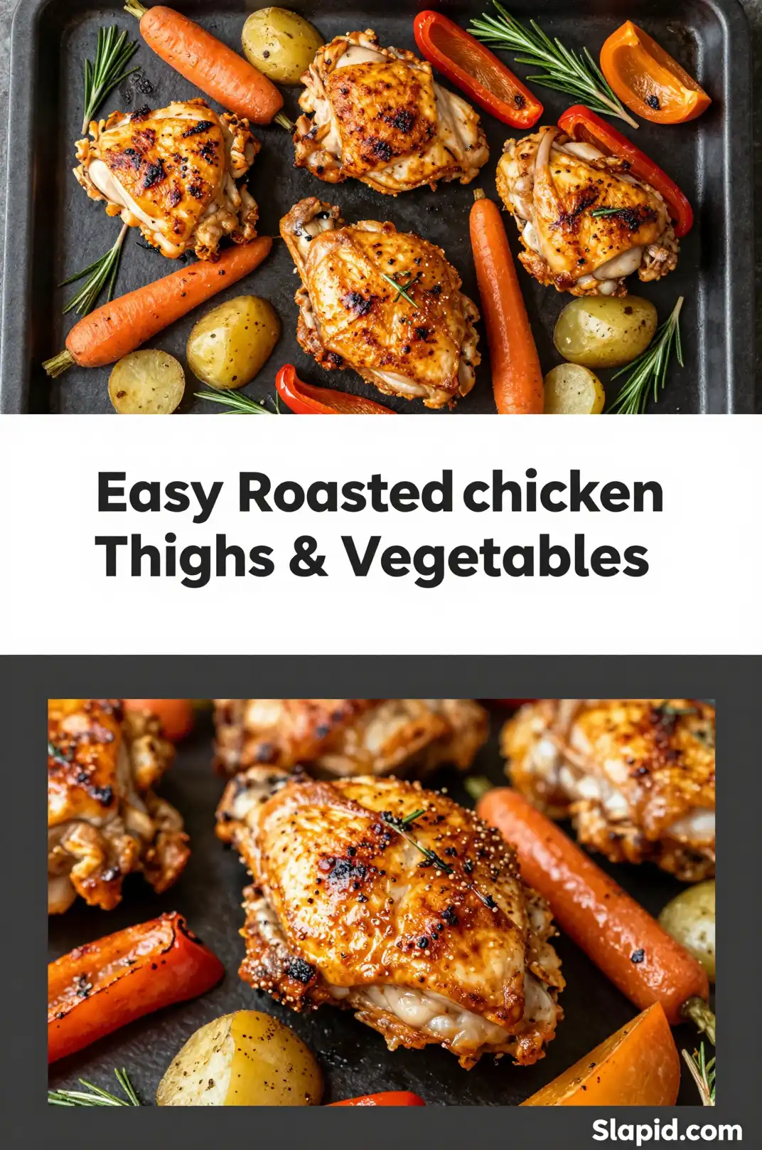 Easy One-Pan Roasted Chicken Thighs Vegetables - Dinner Recipes Recipe | Slapid