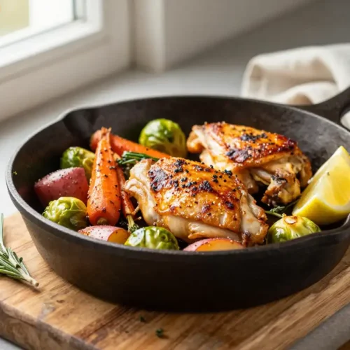 Step by step Easy One-Pan Roasted Chicken Thighs Vegetables