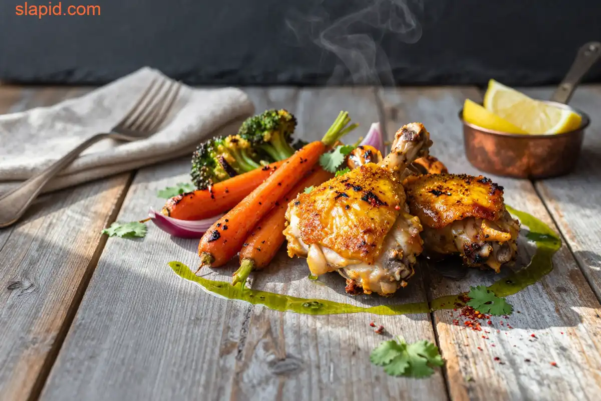 Easy One-Pan Roasted Turmeric Chicken Vegetables plated dish