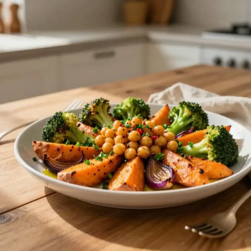Step by step Easy One-Pan Roasted Vegetable and Chickpea Dinner