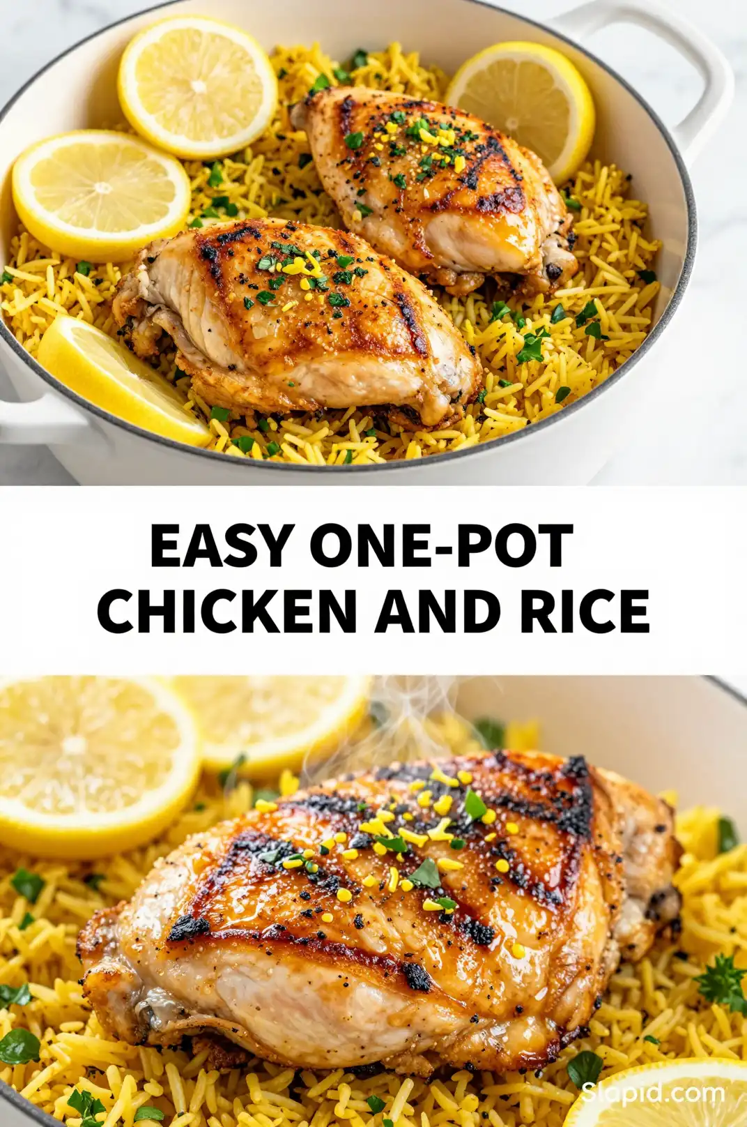 Easy One-Pot Lemon Herb Chicken and Rice - Dinner Recipes Recipe | Slapid