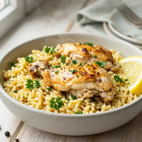 Step by step Easy One-Pot Lemon Herb Chicken Orzo