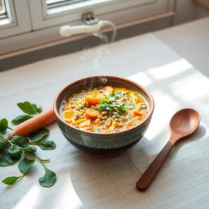 Step by step Easy One-Pot Lentil Soup with Spinach and Carrots