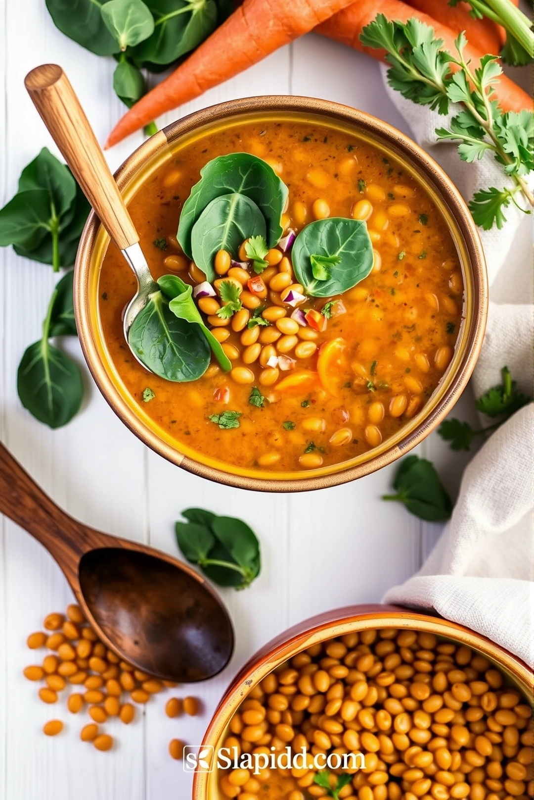 Easy One-Pot Lentil Soup with Spinach and Carrots - Budget-Friendly Meals Recipe | Slapid