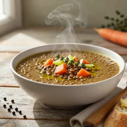 Step by step Easy One-Pot Lentil Soup with Vegetables