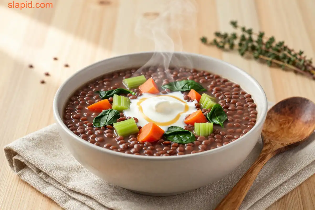 Easy One-Pot Lentil Soup with Vegetables plated dish