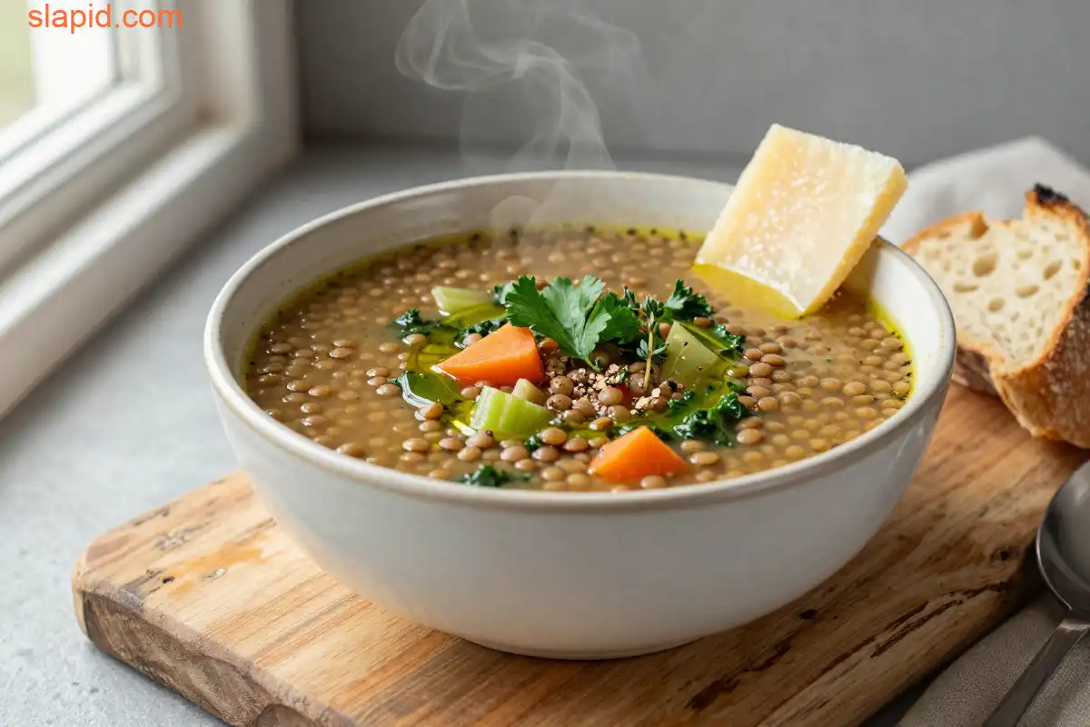Easy One-Pot Lentil Soup with Vegetables plated dish
