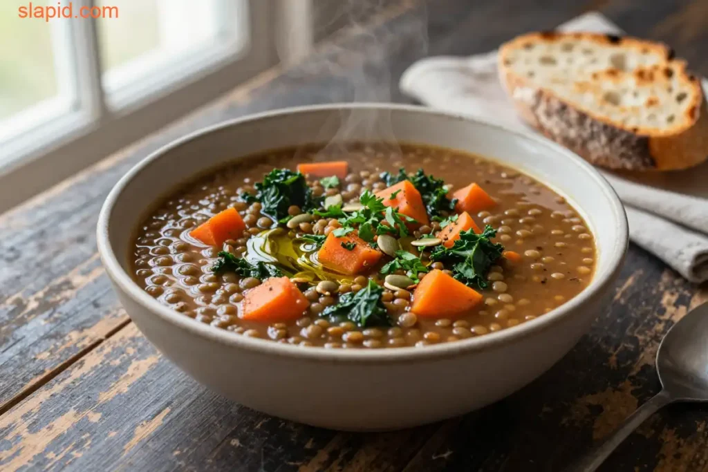 Step by step Easy One-Pot Lentil Vegetable Soup (Vegan)