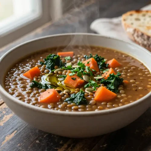 Step by step Easy One-Pot Lentil Vegetable Soup (Vegan)