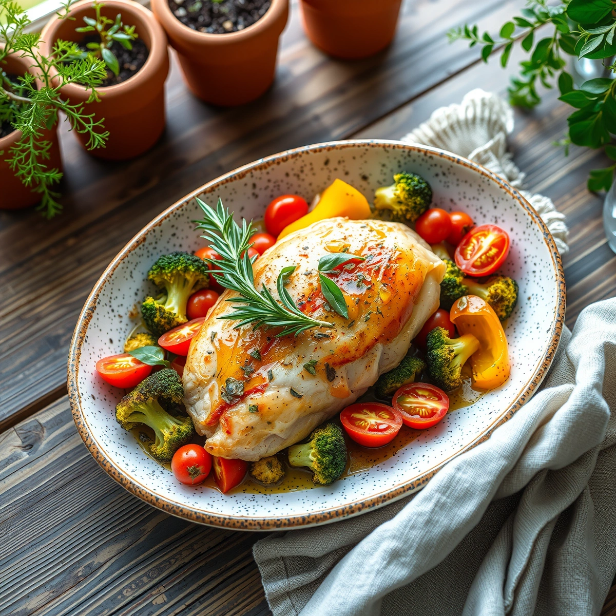 Easy Oven-Baked Chicken Breast with Vegetables plated dish