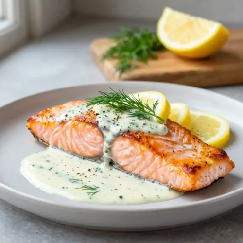 Step by step Easy Pan-Seared Salmon with Lemon-Dill Sauce