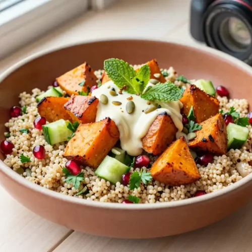 Step by step Easy Quinoa Salad with Roasted Sweet Potatoes