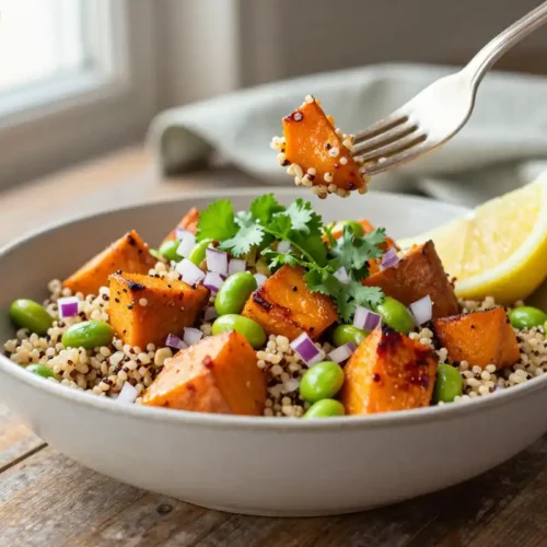 Step by step Easy Quinoa Salad with Roasted Sweet Potatoes