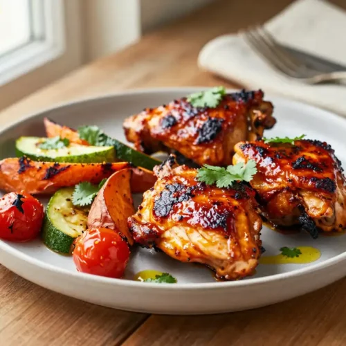 Step by step Easy Sheet Pan Harissa Chicken Thighs Vegetables