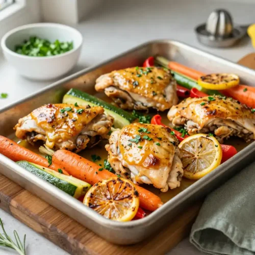 Step by step Easy Sheet Pan Lemon Herb Chicken Vegetables