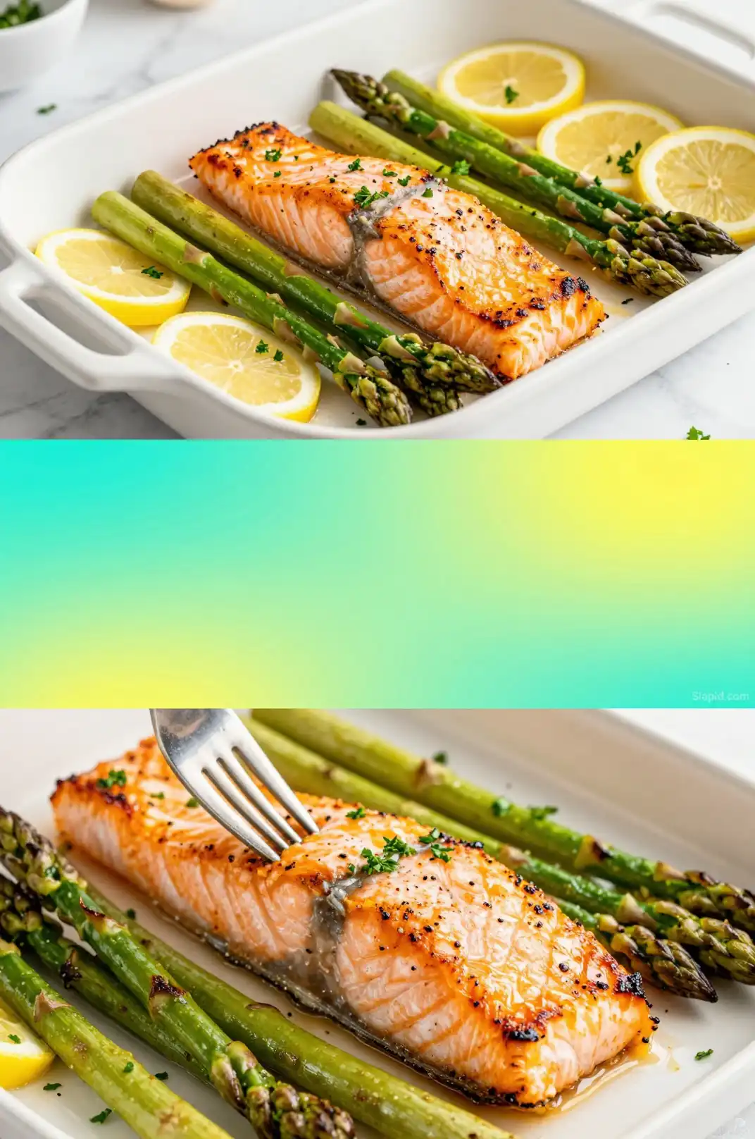 Easy Sheet Pan Lemon Herb Salmon Asparagus pinterest pin