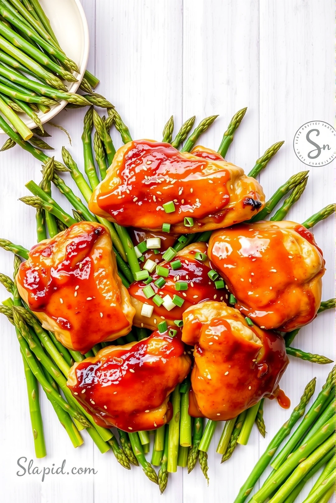 Easy Skillet Honey Garlic Chicken Thighs with Asparagus - Chicken & Poultry Recipe | Slapid
