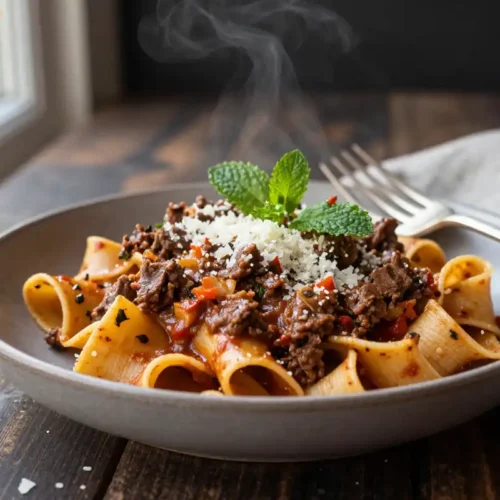 Step by step Easy Slow Cooker Ground Lamb Ragu Pappardelle