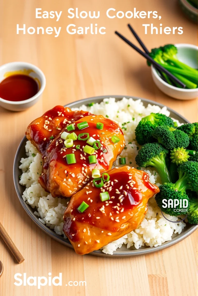 Easy Slow Cooker Honey Garlic Chicken Thighs Dinner - Chicken & Poultry Recipe | Slapid