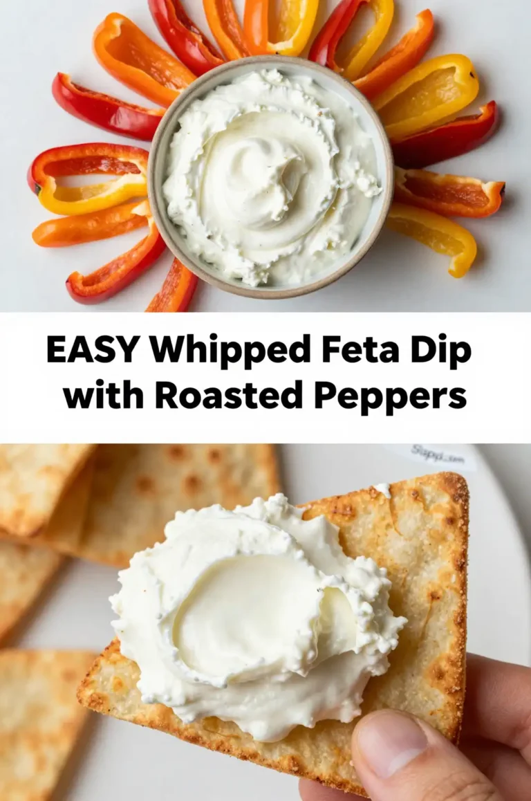 Easy Whipped Feta Dip with Roasted Peppers - Appetizers & Dips Recipe | Slapid
