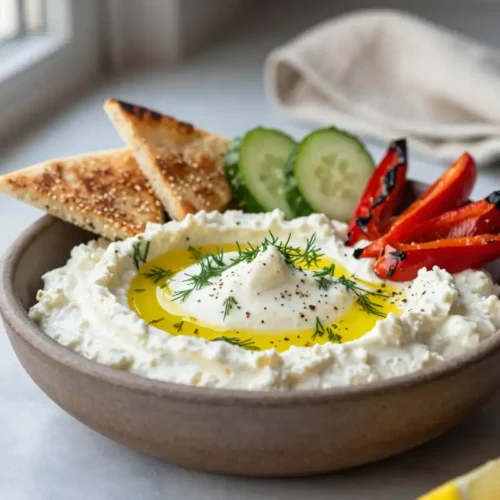 Step by step Easy Whipped Feta Dip with Roasted Peppers