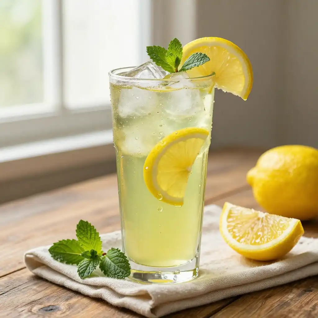 Refreshing Iced Green Tea Lemonade with Honey plated dish