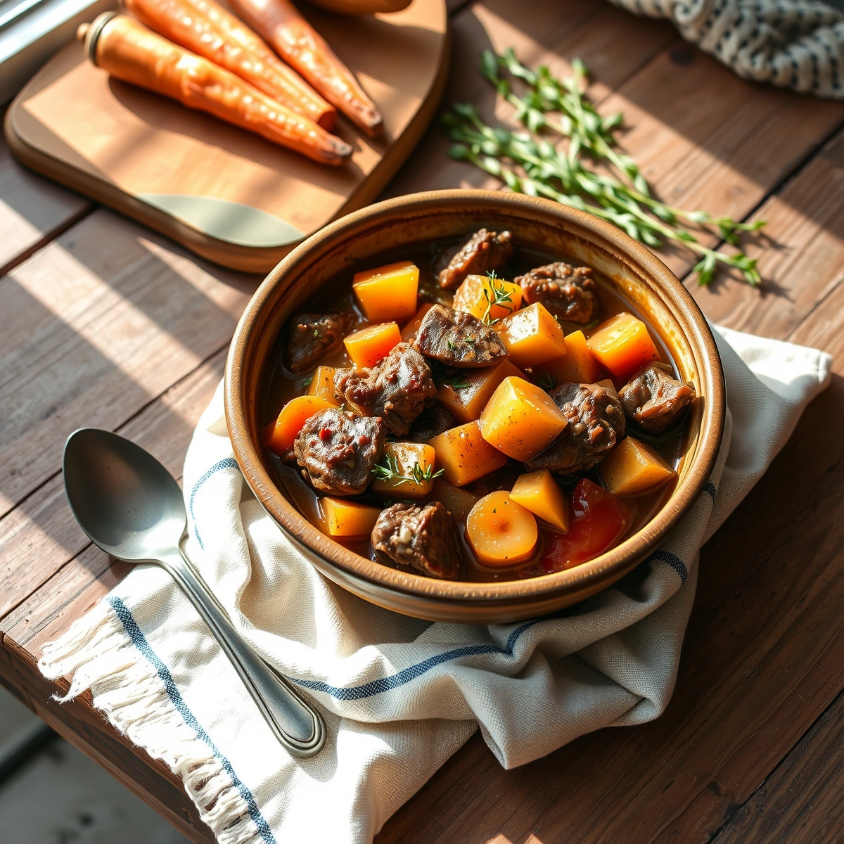 Slow Cooker Lamb Stew with Root Vegetables and Herbs plated dish