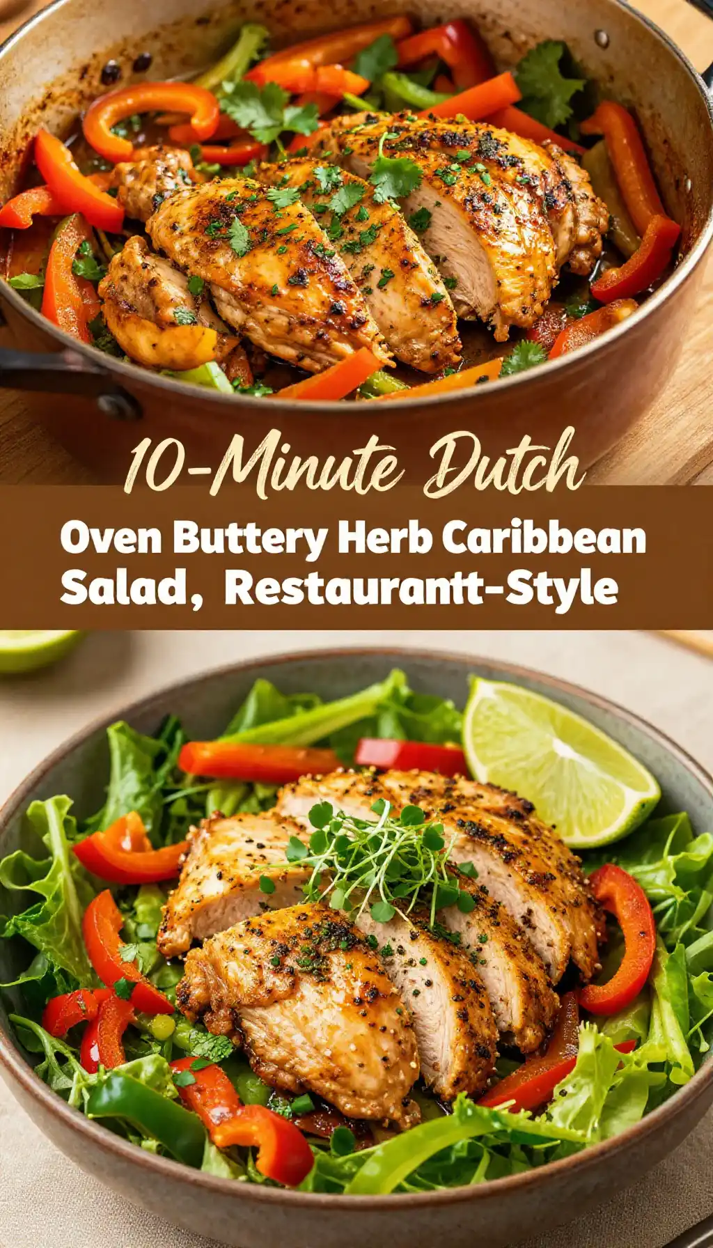 10-Minute Dutch Oven Buttery Herb Caribbean Chicken Salad, Restaurant-Style pinterest pin