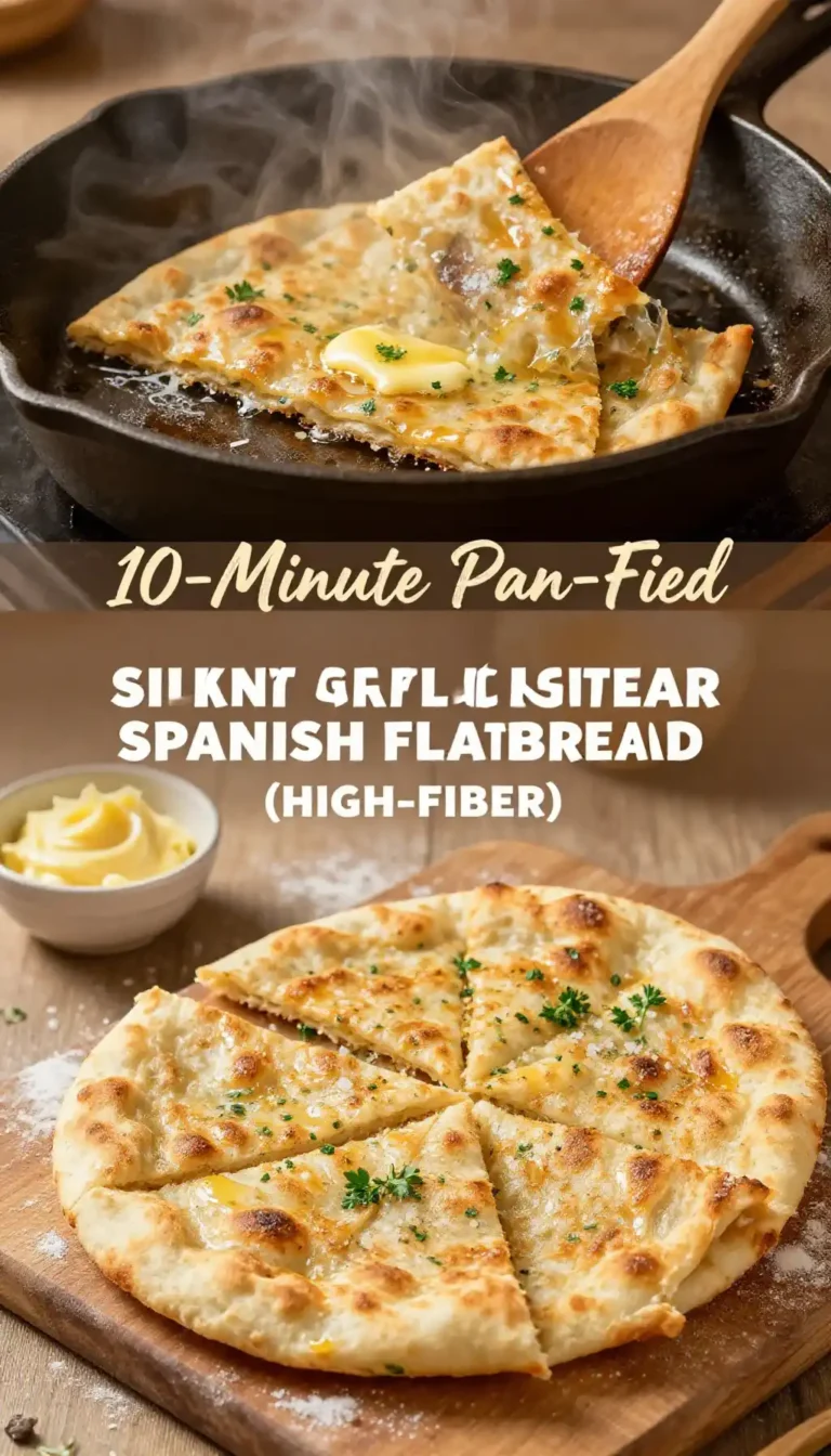 10-Minute Pan-Fried Silky Garlic Butter Spanish Flatbread (High-Fiber)