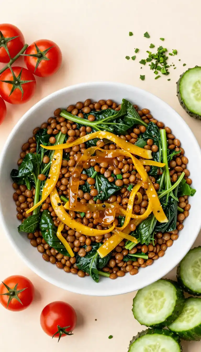 10-Minute Slow Cooker Silky Honey-Glazed Vegan Lentil Salad