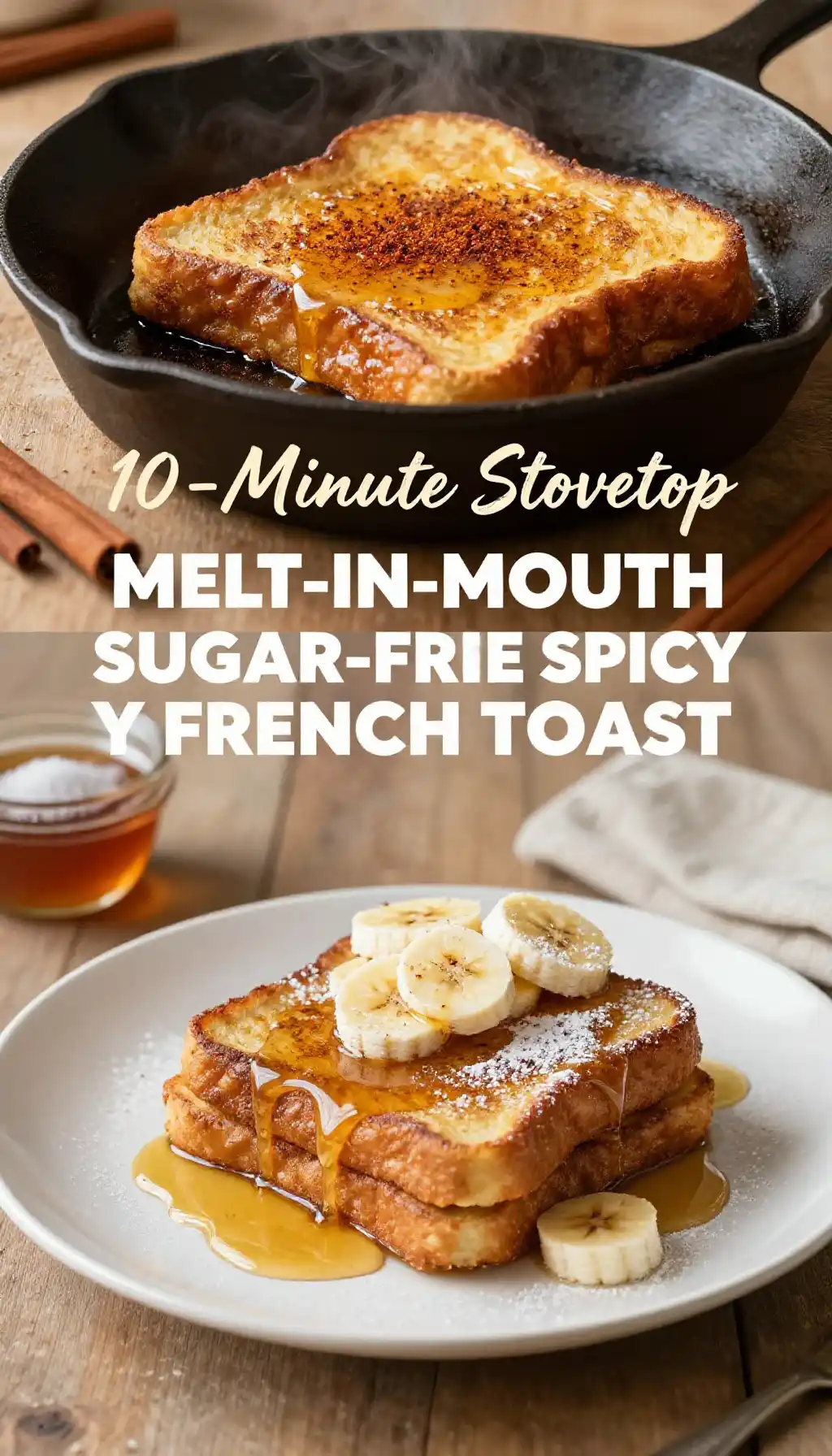 10-Minute Stovetop Melt-in-Mouth Sugar-Free Spicy Brioche French Toast pinterest pin