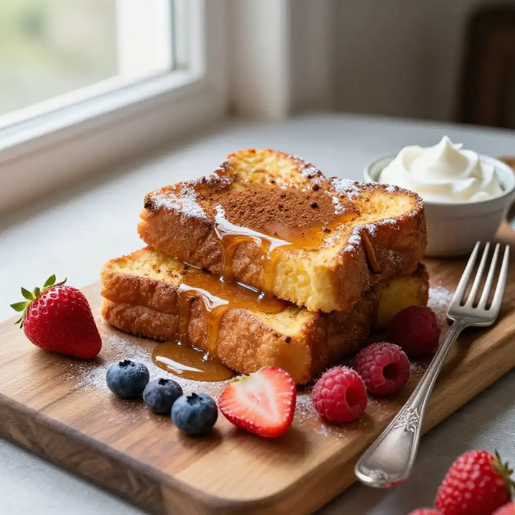 10-Minute Stovetop Melt-in-Mouth Sugar-Free Spicy Brioche French Toast plated dish