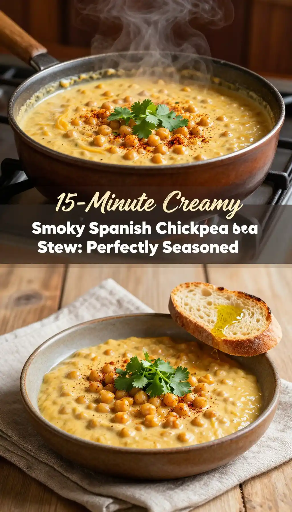 15-Minute Creamy Smoky Spanish Chickpea Stew: Perfectly Seasoned pinterest pin