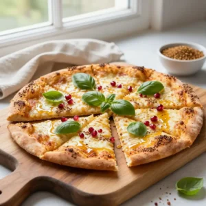 Step by step 15-Minute Golden Vegan Honey-Glazed Skillet Pizza with Dukkah Crust