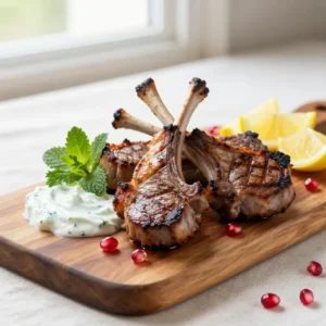 Step by step 15-Minute Grilled Flaky Sumac Lamb Chops with Zesty Herb Yogurt