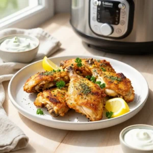Step by step 15-Minute Pressure Cooker Crispy Greek Lemon-Herb Chicken Thighs (Whole30)